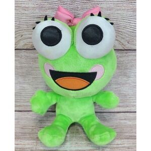 Sweet Frog Frozen Yogurt Plush Green Frog Stuffed Animal Toy Green Pink Bow 7"